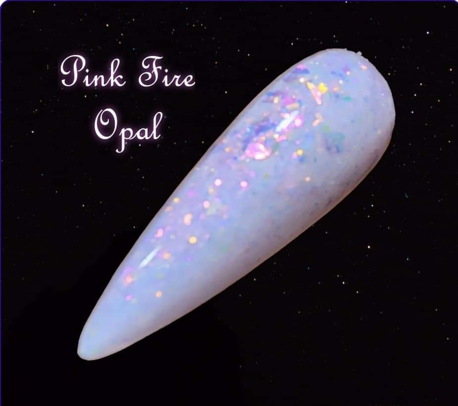 Pink Fire Opal, flake/glitter dip