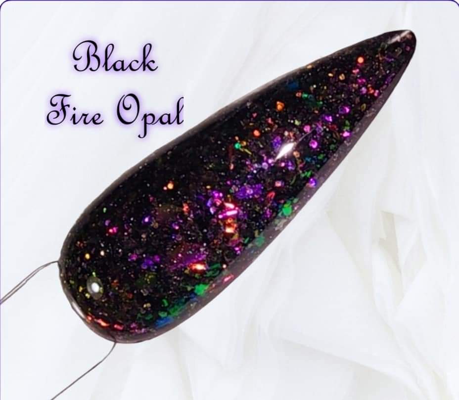 Black Fire Opal, flake dip powder