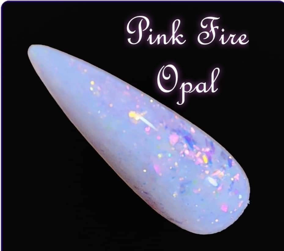 Pink Fire Opal, flake/glitter dip