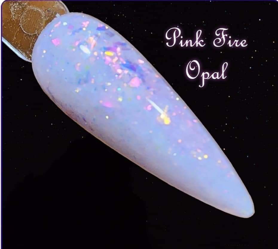 Pink Fire Opal, flake/glitter dip