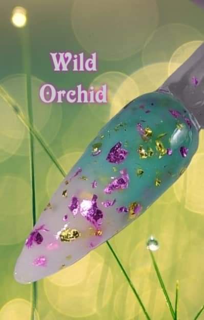 Wild orchid,  temp/foil dip powder