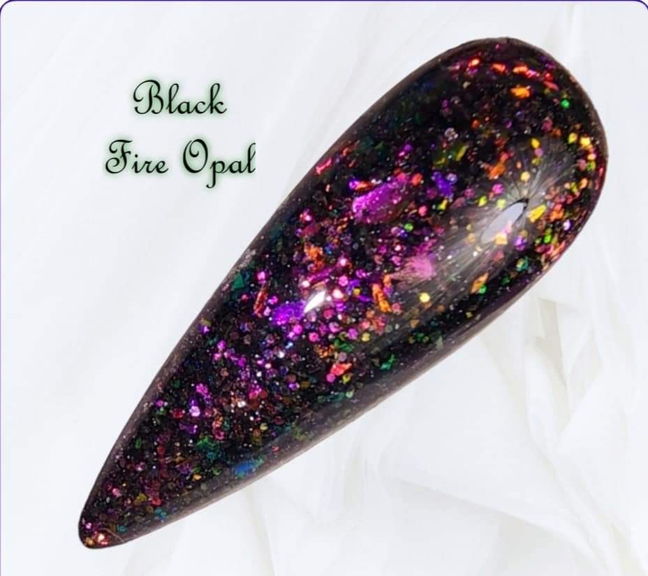 Black Fire Opal, flake dip powder