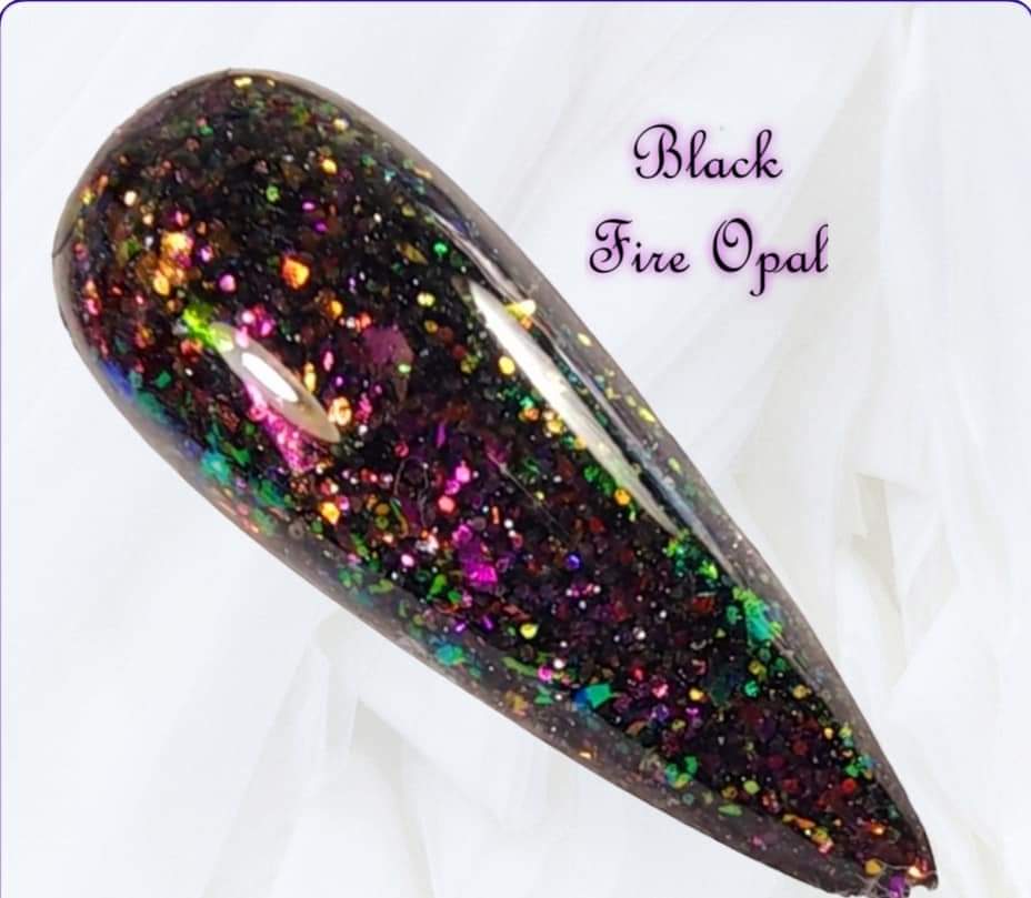 Black Fire Opal, flake dip powder