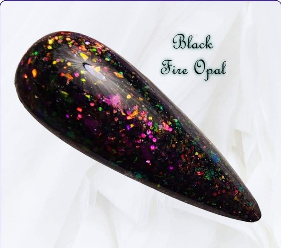 Black Fire Opal, flake dip powder