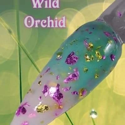 Wild orchid,  temp/foil dip powder