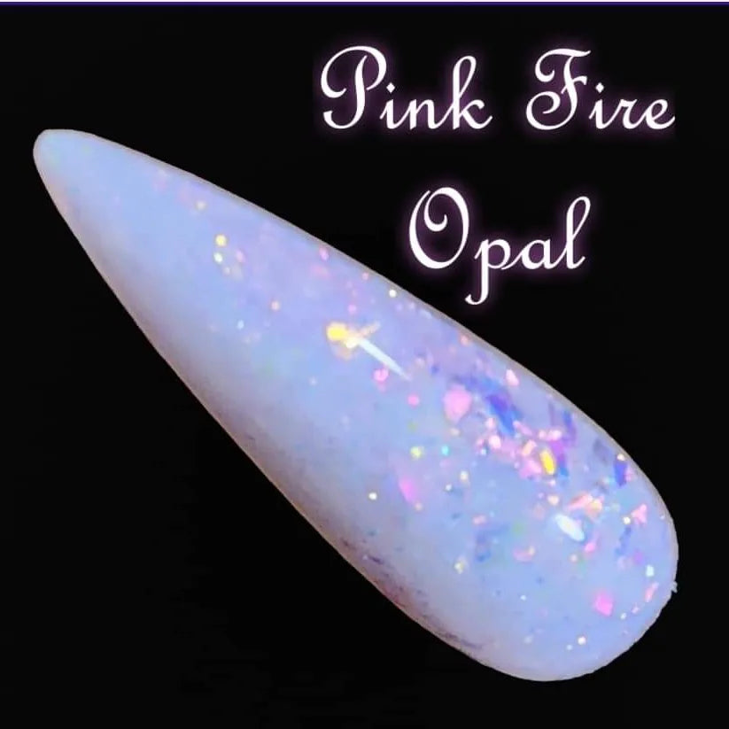 Pink Fire Opal, flake/glitter dip