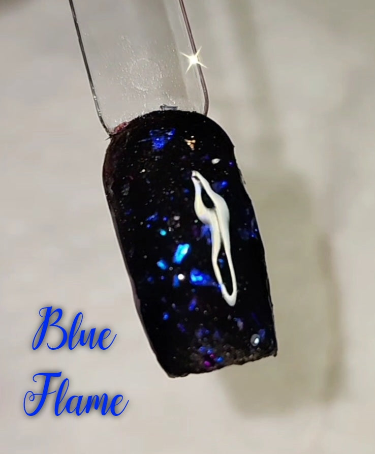 Blue flame, foil nail dip powder