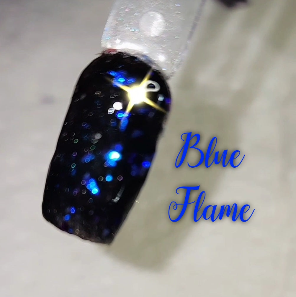 Blue flame, foil nail dip powder