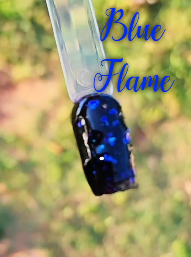 Blue flame, foil nail dip powder