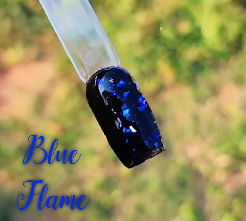 Blue flame, foil nail dip powder