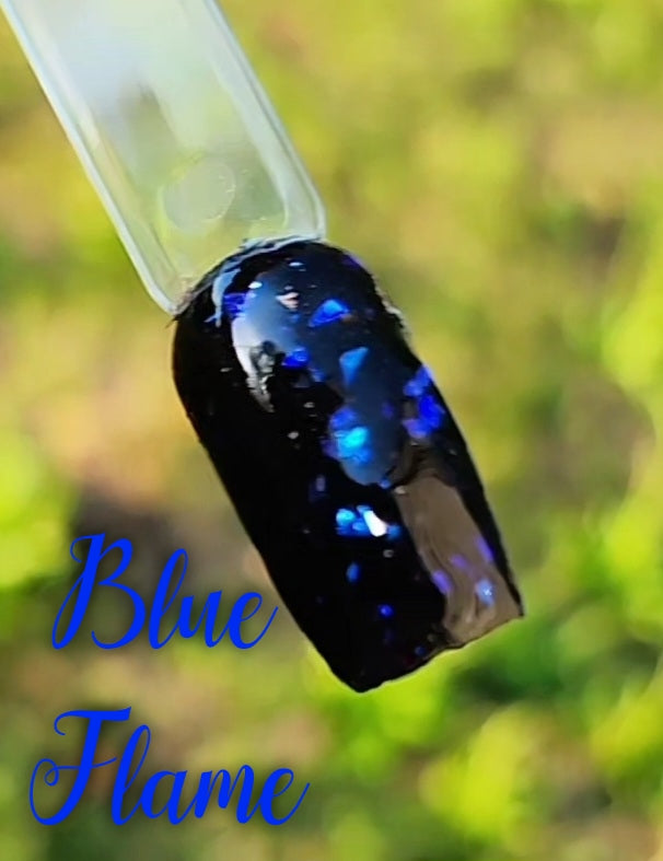 Blue flame, foil nail dip powder