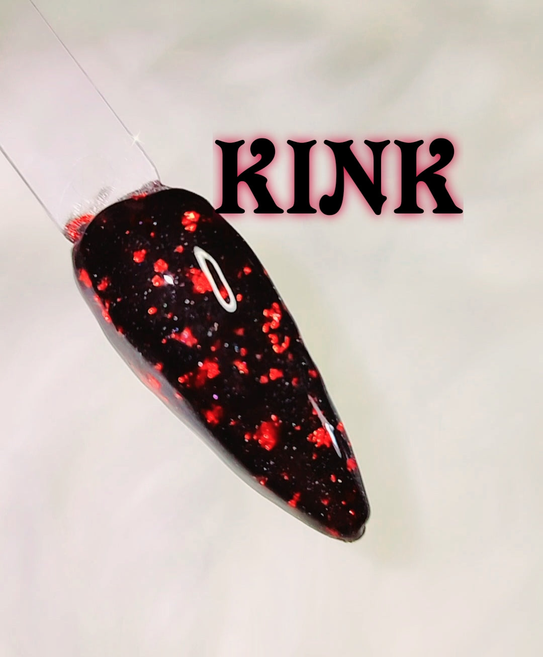 Kink, black dip powder with red foils