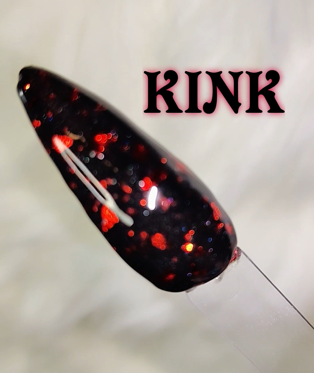 Kink, black dip powder with red foils