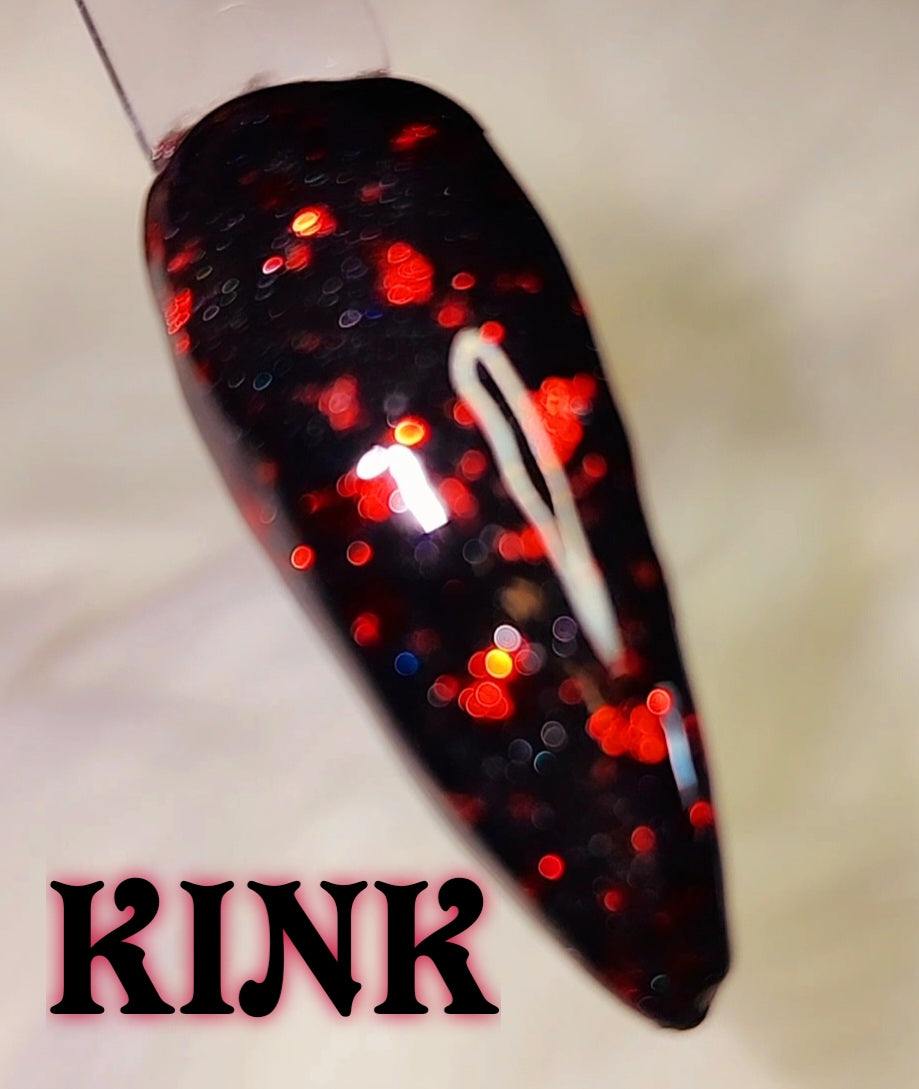 Kink, black dip powder with red foils