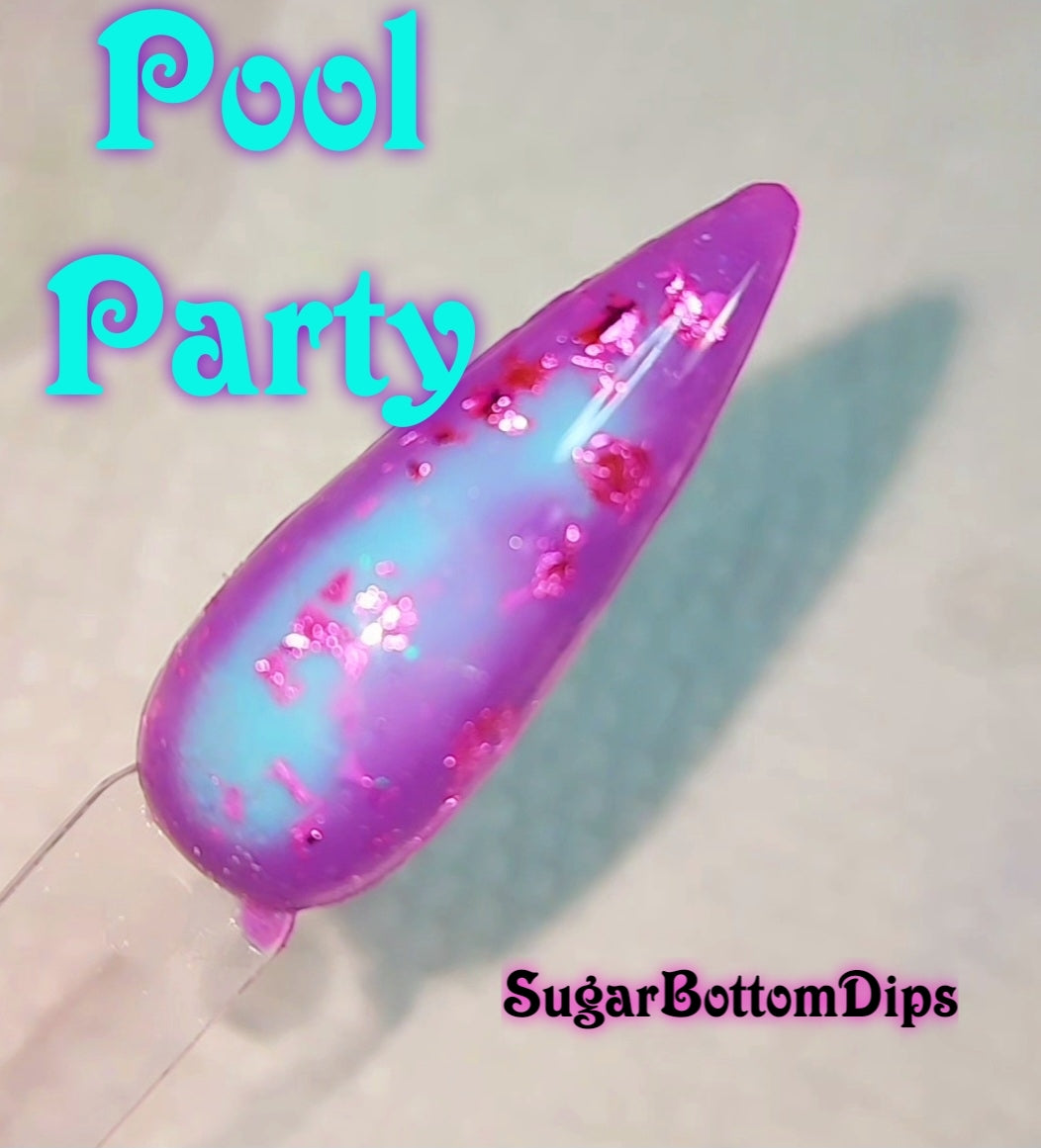 Pool party, thermal color changing dip powder