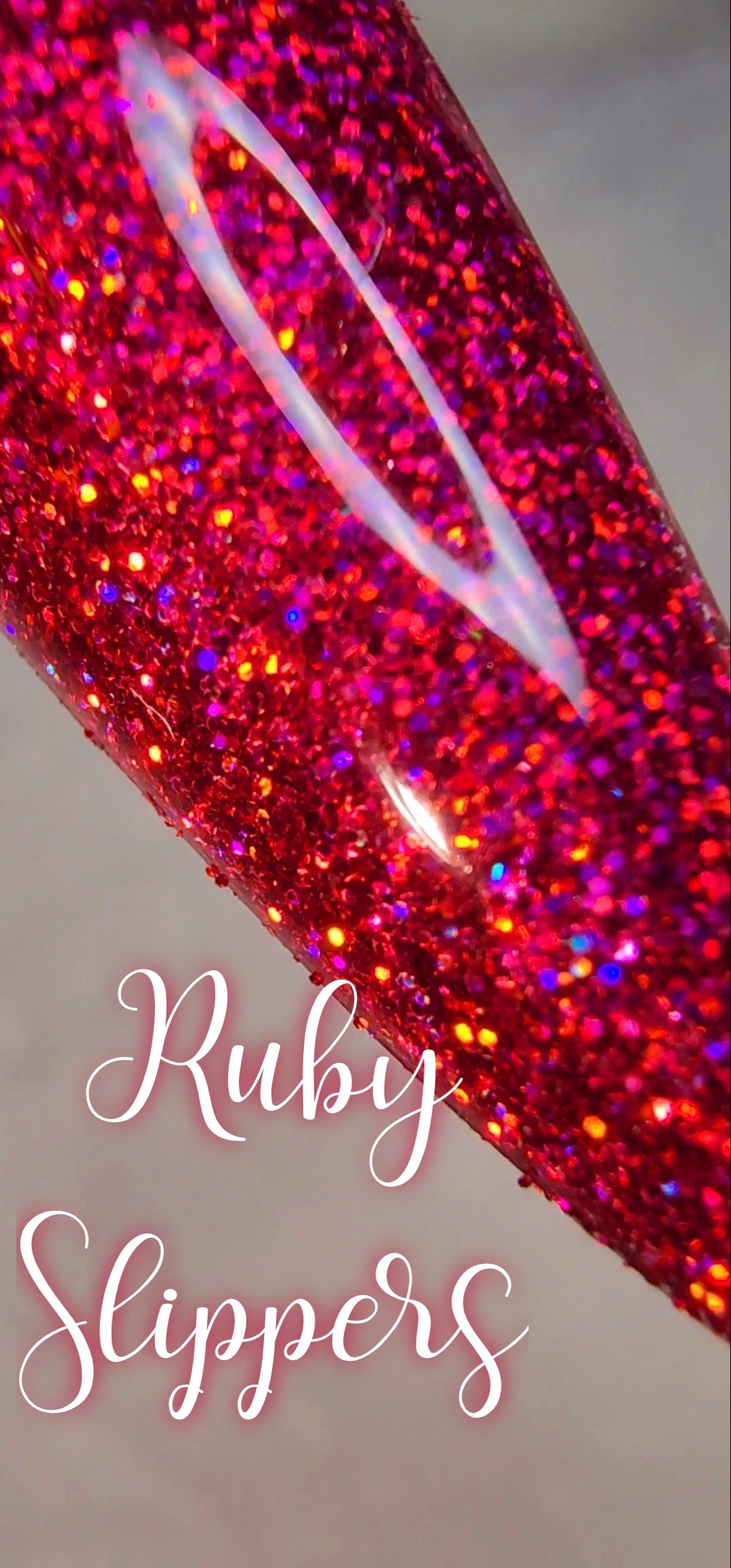 Ruby Slippers, halographic glitter dip powder