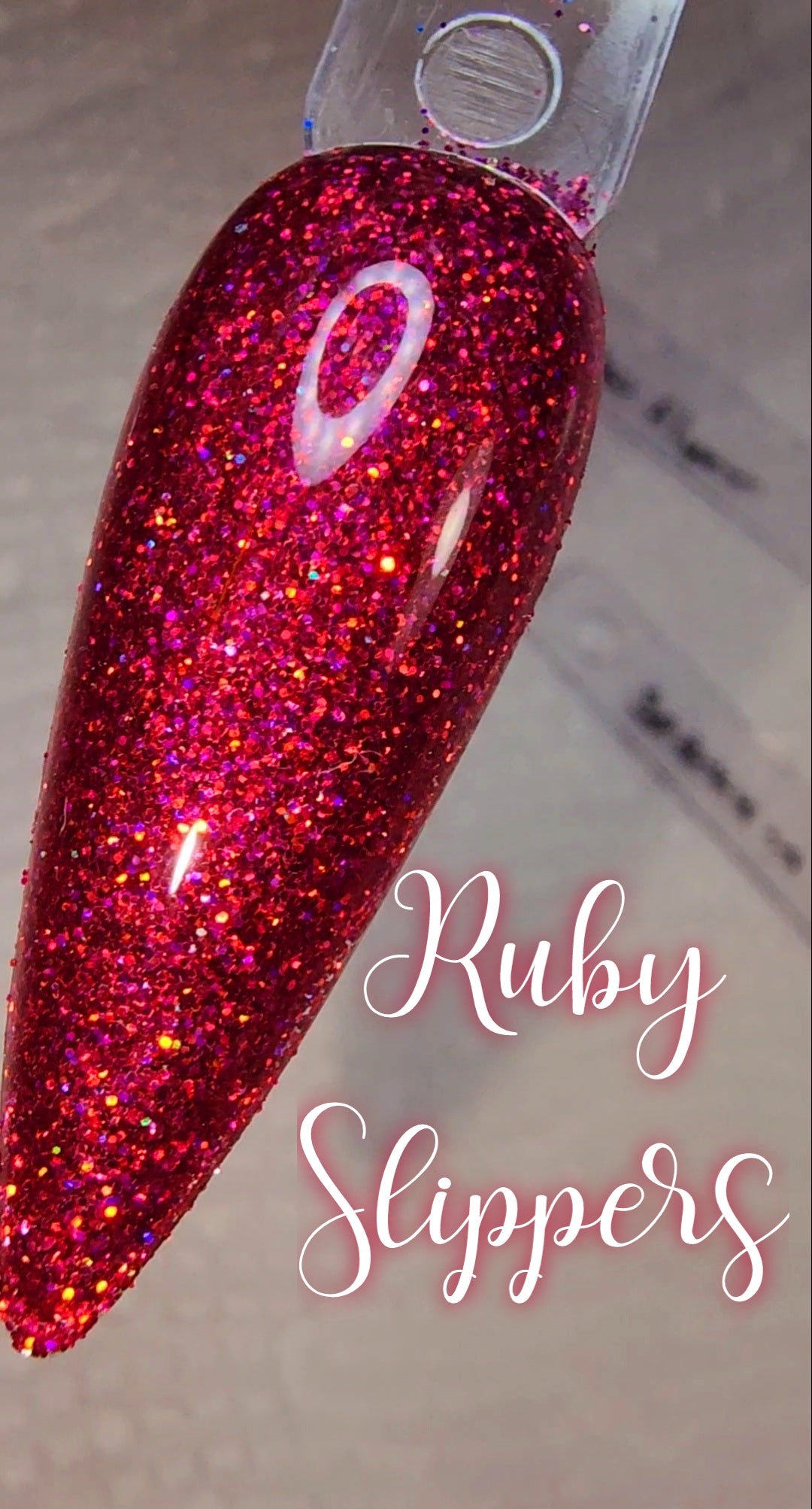 Ruby Slippers, halographic glitter dip powder