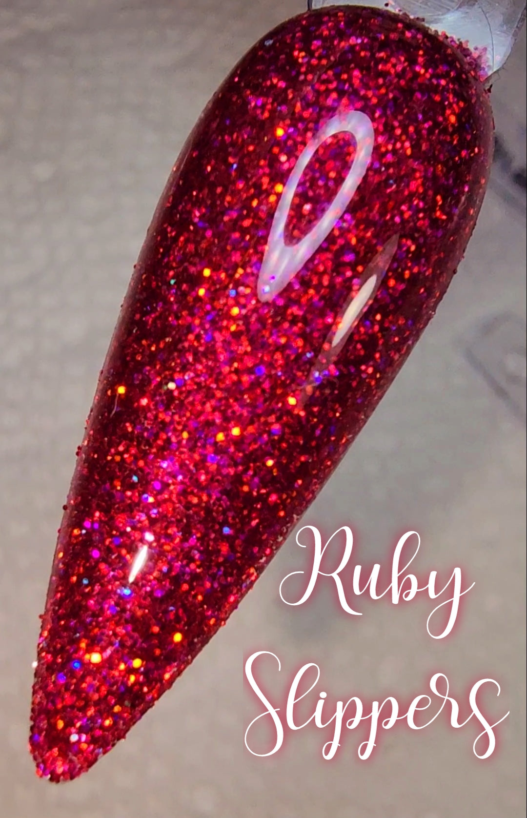 Ruby Slippers, halographic glitter dip powder