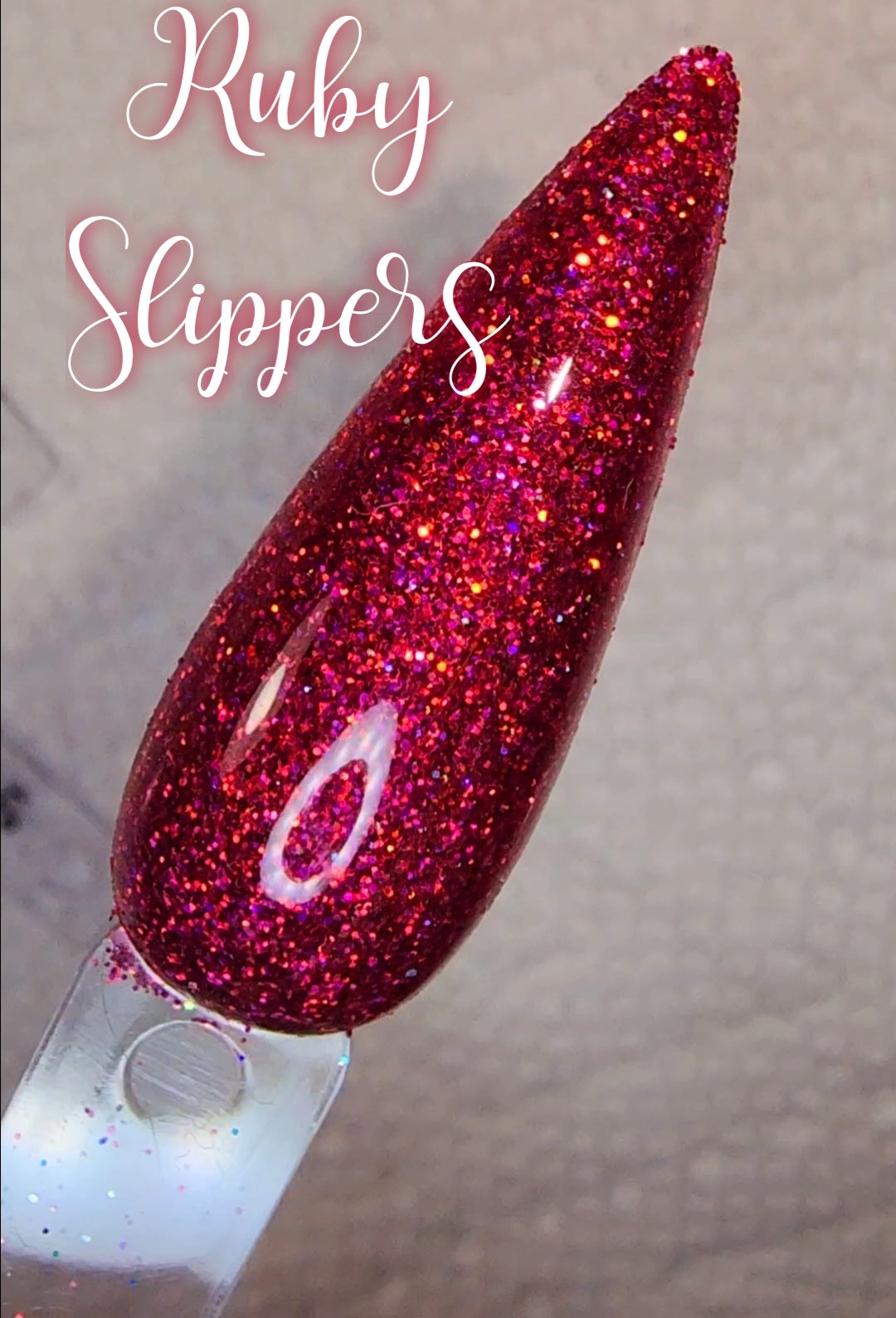 Ruby Slippers, halographic glitter dip powder