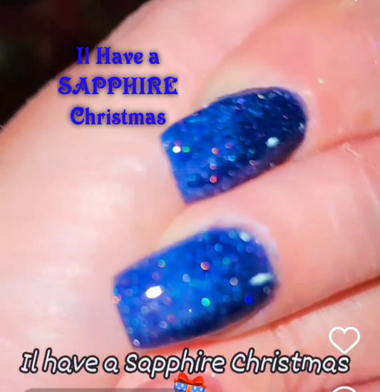 I'll have a sapphire Christmas, solid , sparkly dip powder