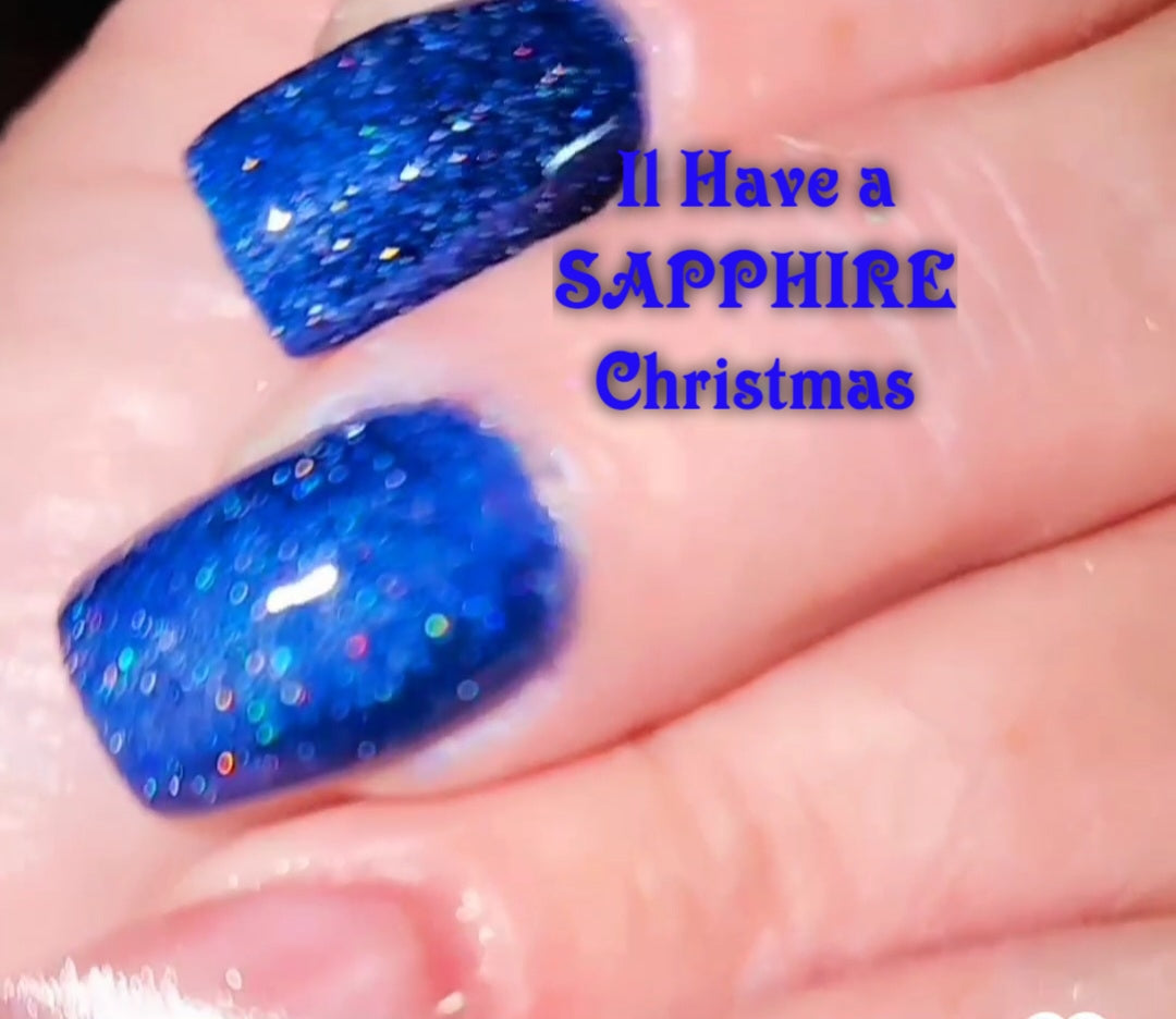 I'll have a sapphire Christmas, solid , sparkly dip powder