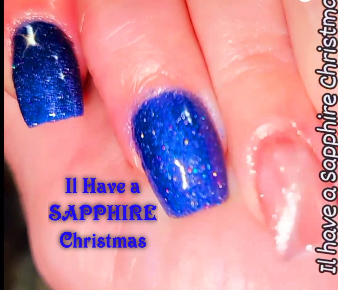 I'll have a sapphire Christmas, solid , sparkly dip powder