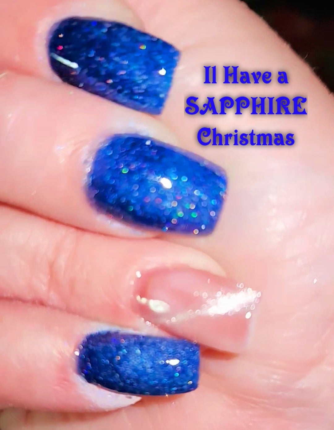 I'll have a sapphire Christmas, solid , sparkly dip powder