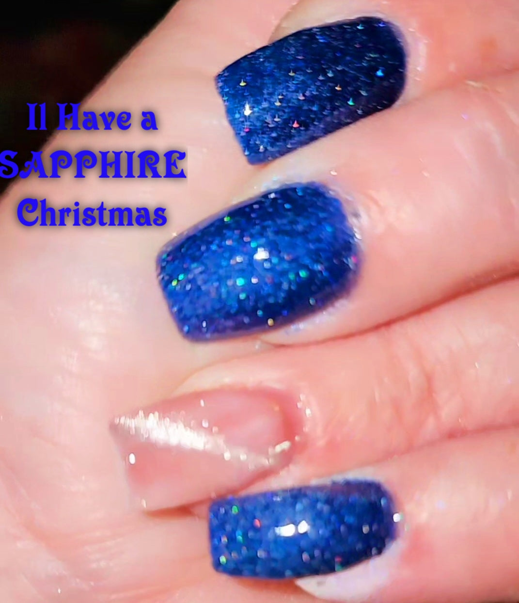 I'll have a sapphire Christmas, solid , sparkly dip powder