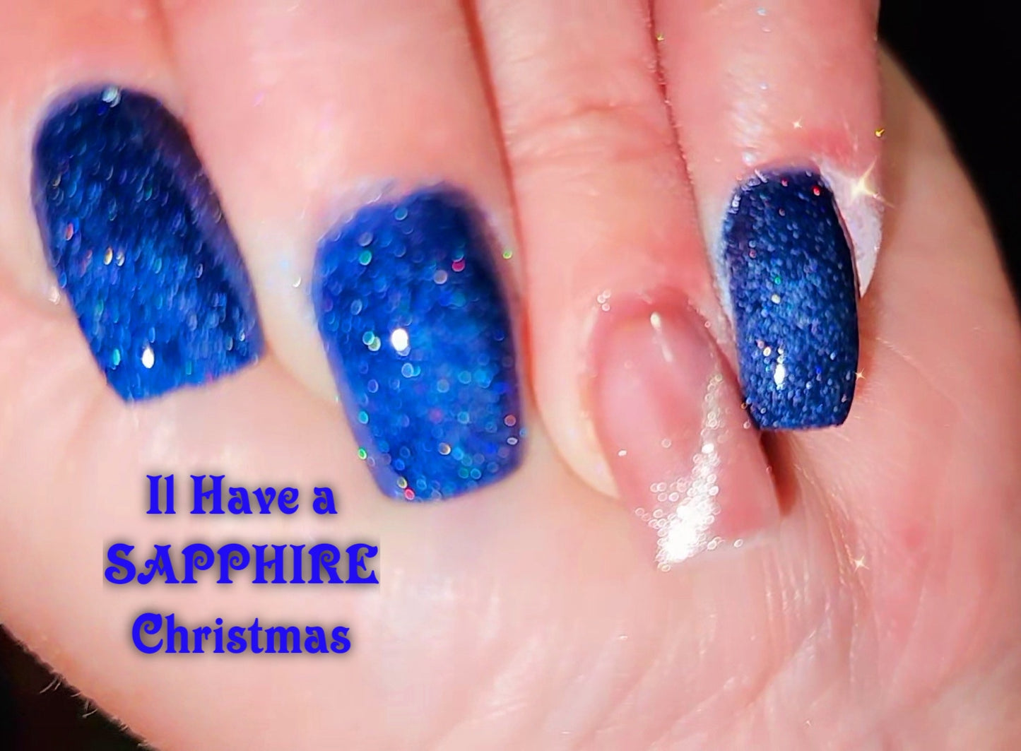 I'll have a sapphire Christmas, solid , sparkly dip powder