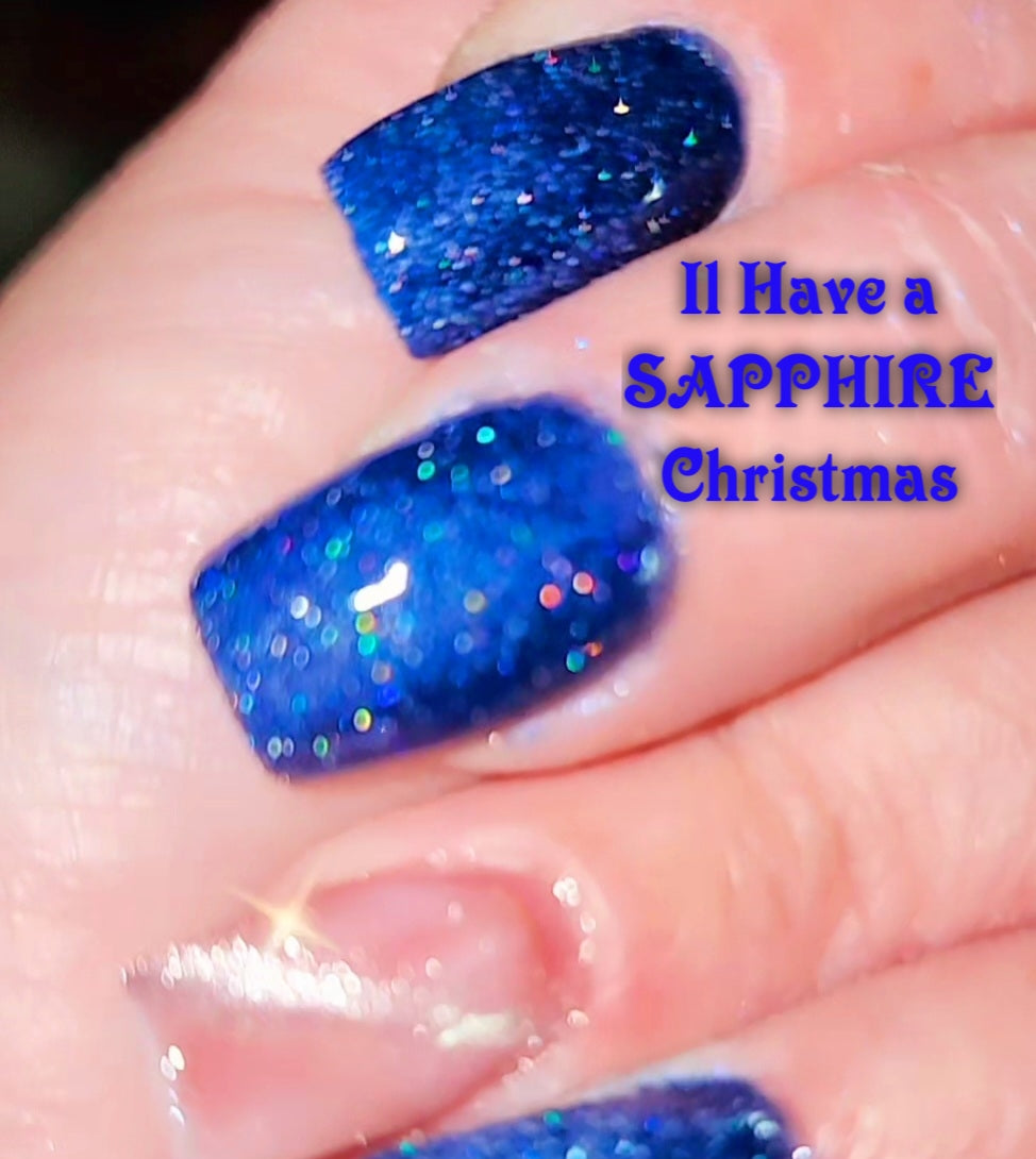 I'll have a sapphire Christmas, solid , sparkly dip powder