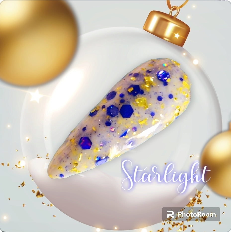 Starlight, foil & glitter dip powder