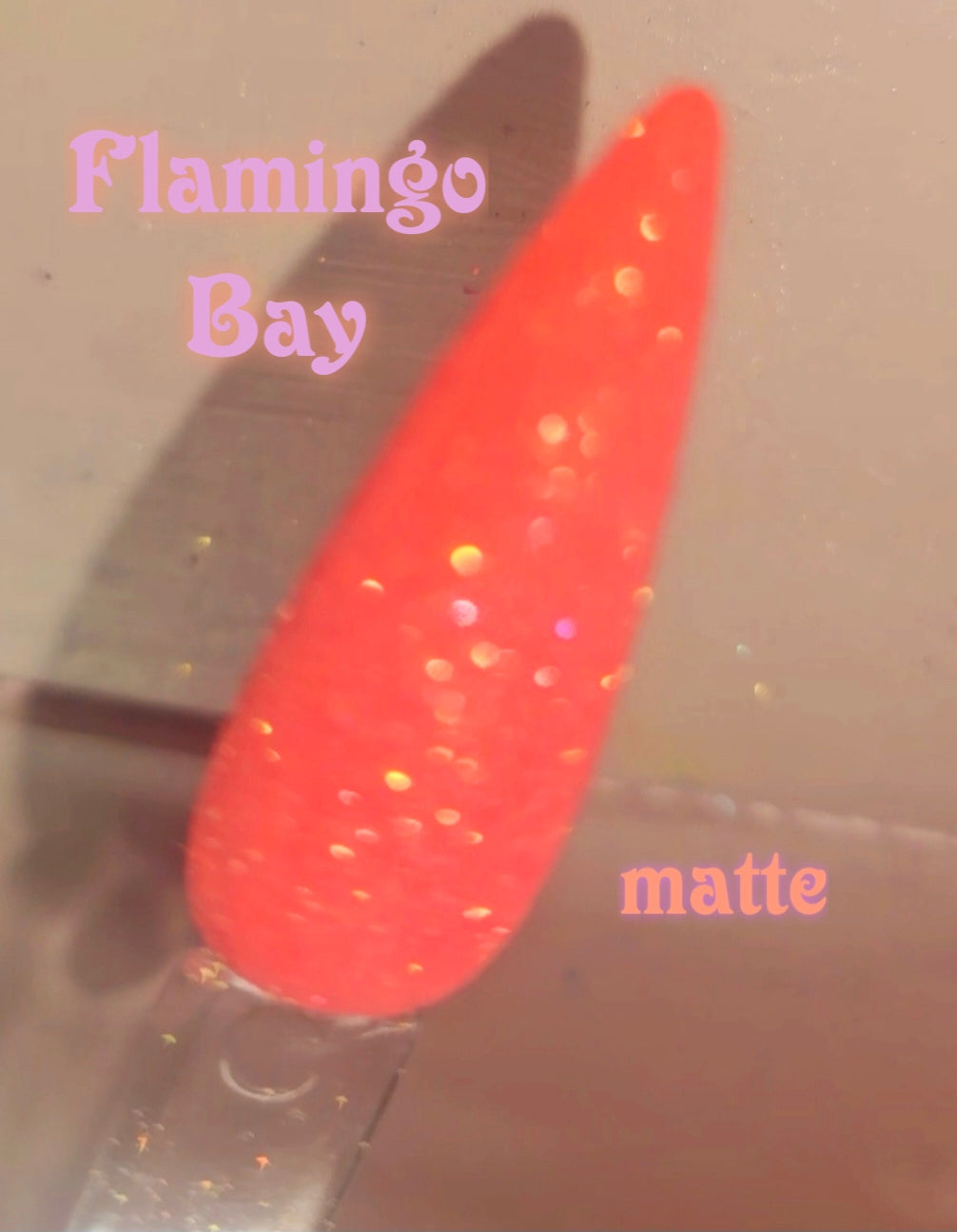 Flamingo Bay, coral to pink temp , flakes dip powder