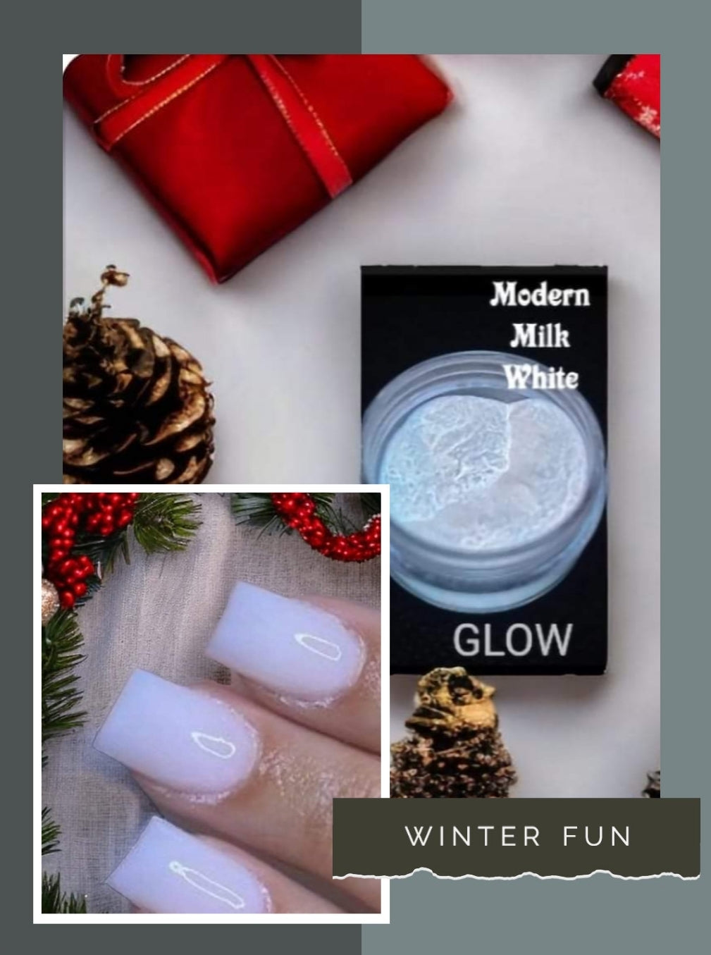 Modern Milk white GLOW in the dark dip powder