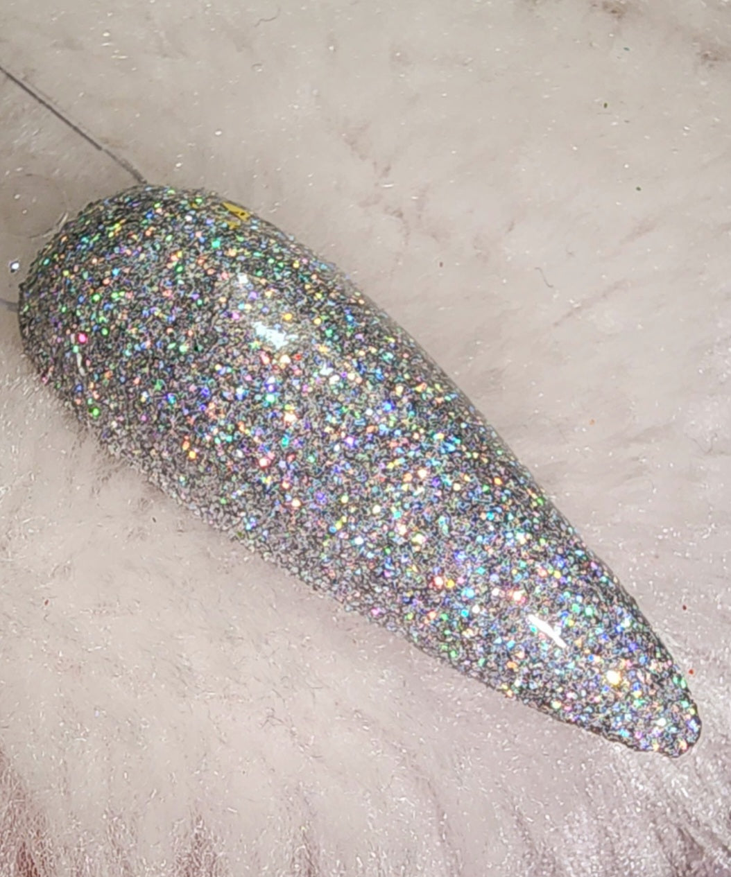 Silver Stunner, silver halographic glitter dip powder