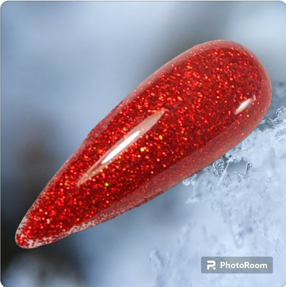 Best in show, red halographic glitter dip powder – sugar bottom dips