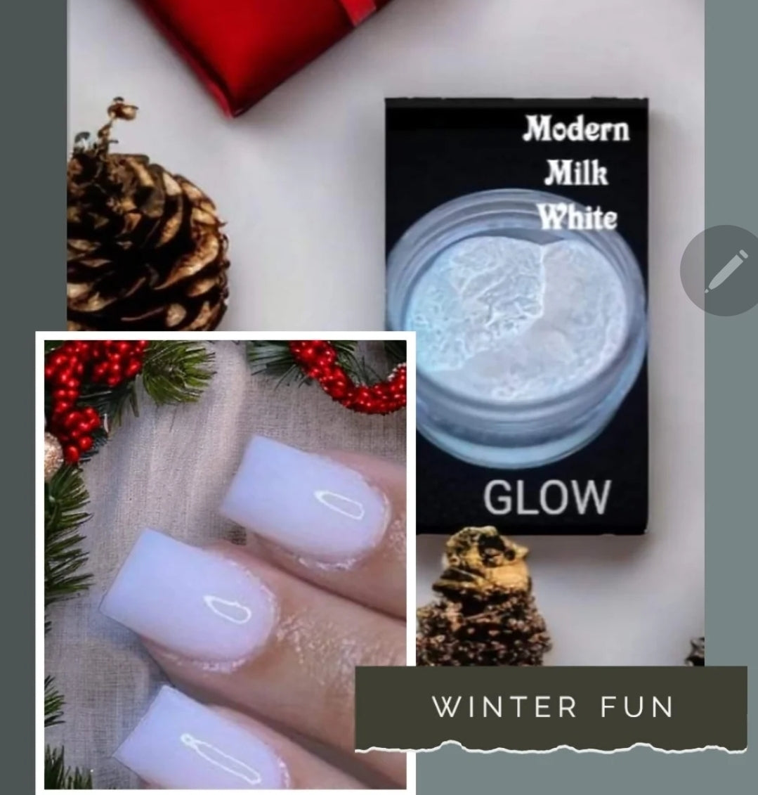 Milk white GLOW in the dark dip powder sugar bottom dips