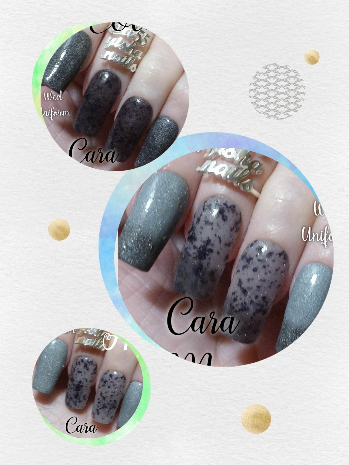 Cara mīa black to white foil Wednesday Adams theme dip powder